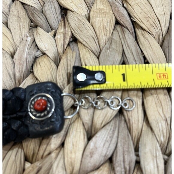 VTG Braided Leather Stainless Silver Malachite Coral Owl Bracelet Bird Lovers - Picture 7 of 9